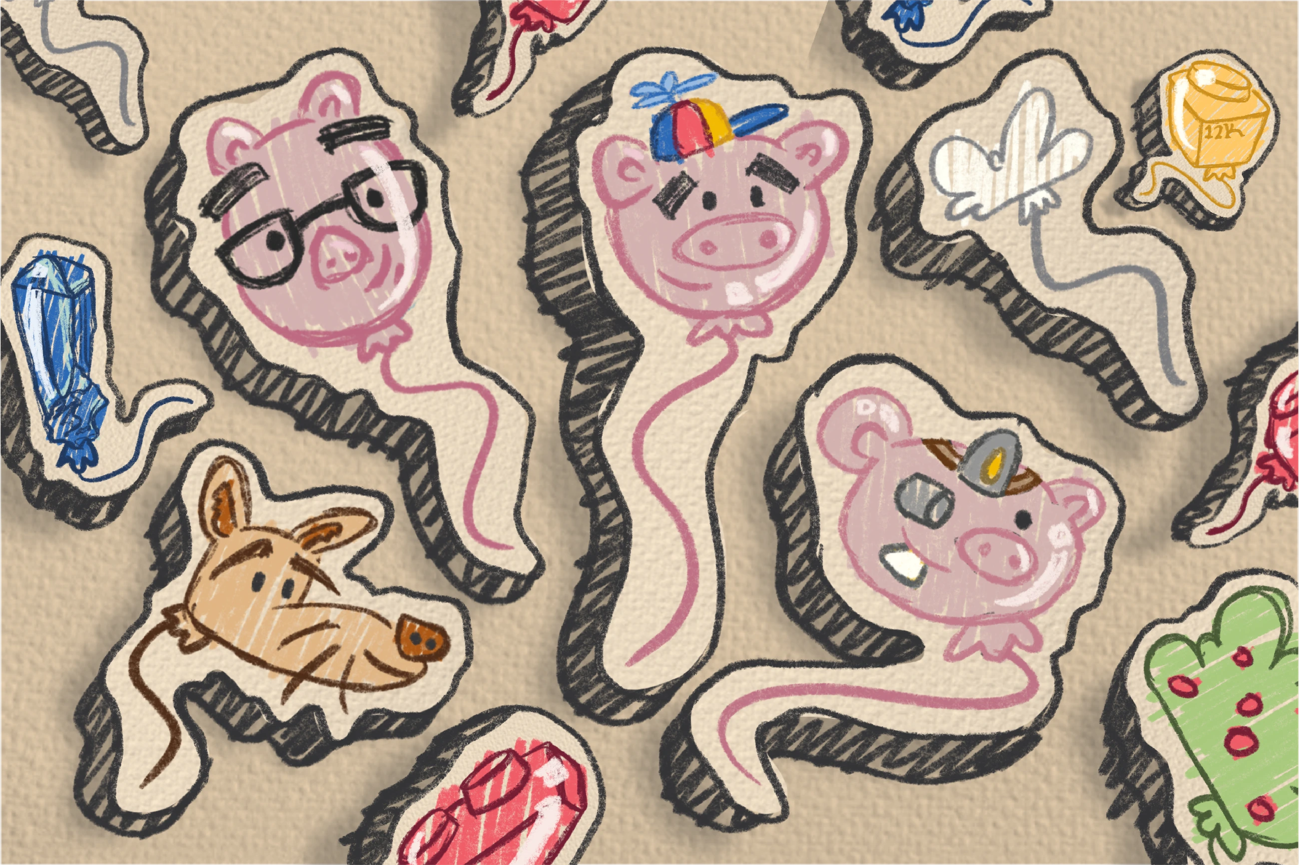 Bruno and the Little Pigs — Endpaper 2: balloons