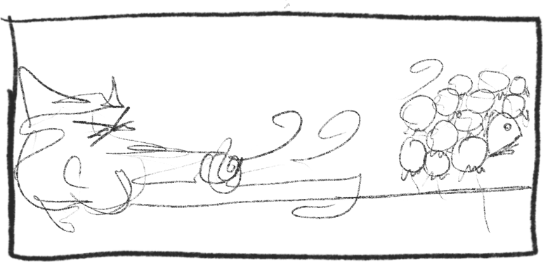 Bruno and the Little Pigs — Initial sketch