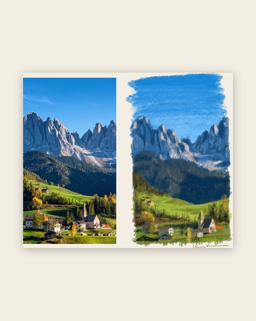 One-Hour Landscapes: Digital illustration · Digital oil painting
