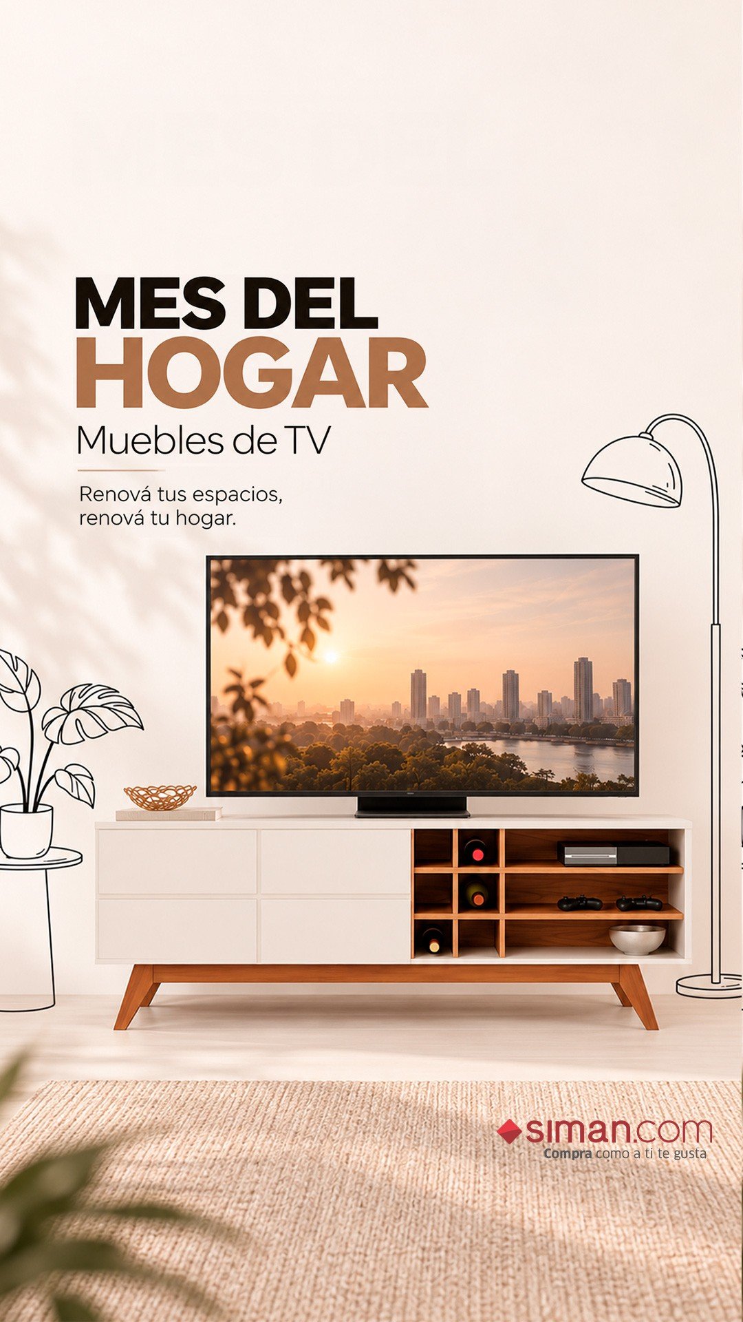 SIMAN, pautas digitales — Mes del Hogar, muebles de TV · 9:16